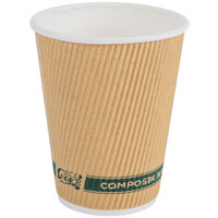 EcoChoice 12 oz. Double Wall Kraft Compostable Paper Hot Cup - 500/Case