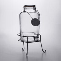 Acopa 2 Gallon Country Glass Beverage Dispenser with Chalkboard Sign and Black Stand