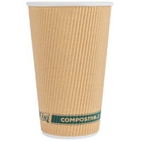 EcoChoice 16 oz. Double Wall Kraft Compostable Paper Hot Cup - 25/Pack