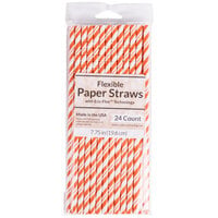Creative Converting 051166 7 3/4 inch Jumbo Sunkissed Orange / White Stripe Paper Straw - 144/Case