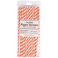 Creative Converting 051166 7 3/4" Jumbo Sunkissed Orange / White Stripe Paper Straw - 144/Case