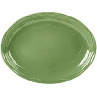 Syracuse China 903035001 Cantina 13 5/8 inch x 10 1/2 inch Sage Carved Oval Porcelain Platter - 6/Case