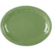 Syracuse China 903035615 Cantina 9 5/8 inch x 7 5/8 inch Sage Carved Oval Porcelain Platter - 12/Case