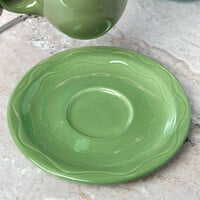 Syracuse China 903035201 Cantina 6 1/4 inch Sage Carved Porcelain Saucer - 12/Case