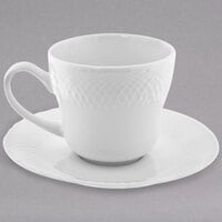 10 Strawberry Street WW0009 White Wicker 7.75 oz. Porcelain Cup and Saucer - 24/Case