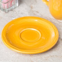 Syracuse China 903033201 Cantina 6 1/4 inch Saffron Carved Porcelain Saucer - 12/Case