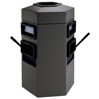 Commercial Zone 755424 35 Gallon Islander Series Gray Bermuda 2 Hexagonal Waste Container with 2 Paper Towel Dispensers and 2 Windshield Wash Stations