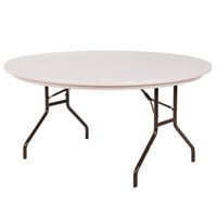 Correll Round Folding Table, 60" Tamper-Resistant Plastic, Mocha Granite
