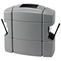 Commercial Zone 770135 40 Gallon Islander Series Waste 'N Wipe Silver Rectangular Waste Container with 2 Paper Towel Dispensers, 2 Squeegees, and 2 Windshield Wash Stations