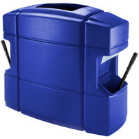Commercial Zone 758704 40 Gallon Islander Series Waste 'N Wipe Blue Rectangular Waste Container with 2 Paper Towel Dispensers, 2 Squeegees, and 2 Windshield Wash Stations