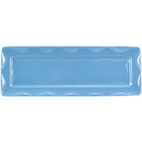 Syracuse China 903032117 Cantina 12 3/4 inch x 4 1/2 inch Blueberry Carved Rectangular Porcelain Tray - 12/Case