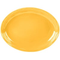 Syracuse China 903033001 Cantina 13 5/8 inch x 10 1/2 inch Saffron Carved Oval Porcelain Platter - 6/Case