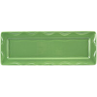 Syracuse China 903035117 Cantina 12 3/4 inch x 4 1/2 inch Sage Carved Rectangular Porcelain Tray - 12/Case