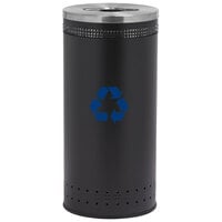 Commercial Zone 78180199 25 Gallon Precision Black Round Trash / Recycling Receptacle with Decals