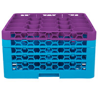 Carlisle RW20-3C414 OptiClean NeWave 20 Compartment Lavender Color-Coded Glass Rack with 4 Extenders