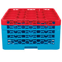 Carlisle RW20-3C410 OptiClean NeWave 20 Compartment Red Color-Coded Glass Rack with 4 Extenders