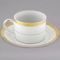 10 Strawberry Street LUX-9G Luxor 8 oz. Gold Porcelain Cup and Saucer - 24/Case