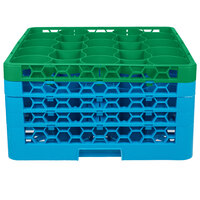 Carlisle RW20-3C413 OptiClean NeWave 20 Compartment Green Color-Coded Glass Rack with 4 Extenders
