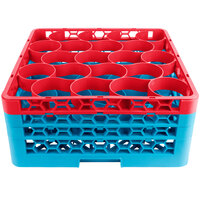 Carlisle RW20-2C410 OptiClean NeWave 20 Compartment Red Color-Coded Glass Rack with 3 Extenders