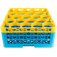 Carlisle RW20-2C411 OptiClean NeWave 20 Compartment Yellow Color-Coded Glass Rack with 3 Extenders