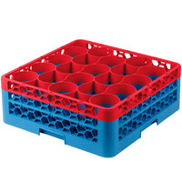 Carlisle RW20-1C410 OptiClean NeWave 20 Compartment Red Color-Coded Glass Rack with 2 Extenders
