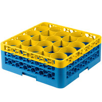 Carlisle RW20-1C411 OptiClean NeWave 20 Compartment Yellow Color-Coded Glass Rack with 2 Extenders