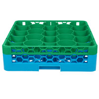 Carlisle RW20-C413 OptiClean NeWave 20 Compartment Green Color-Coded Glass Rack with 1 Integrated Extender