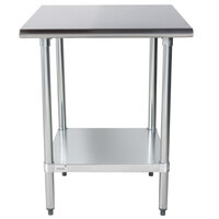 Advance Tabco ELAG-300-X 30" x 30" 16 Gauge Stainless Steel Work Table with Galvanized Undershelf