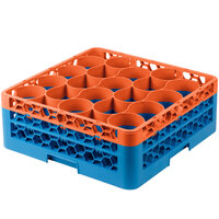 Carlisle RW20-1C412 OptiClean NeWave 20 Compartment Orange Color-Coded Glass Rack with 2 Extenders