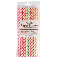 Creative Converting 090410 7 3/4" Jumbo Assorted Paper Straws - 144/Case