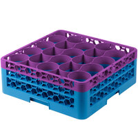 Carlisle RW20-1C414 OptiClean NeWave 20 Compartment Lavender Color-Coded Glass Rack with 2 Extenders