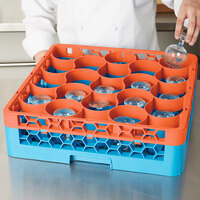 Carlisle RW20-C412 OptiClean NeWave 20 Compartment Orange Color-Coded Glass Rack with 1 Integrated Extender