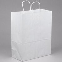 Duro Traveler 13 inch x 6 inch x 15 3/4 inch White Shopping Bag with Handles - 250/Bundle