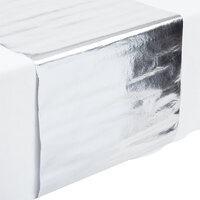 Creative Converting 333335 14" x 84" Silver Glitter Plastic Table Runner- 12/Case - 12/Case
