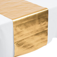 Creative Converting 317334 14 inch x 84 inch Metallic Gold Plastic Table Runner - 12/Case