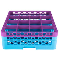 Carlisle RG16-2C414 OptiClean 16 Compartment Lavender Color-Coded Glass Rack with 2 Extenders
