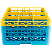 Carlisle RG9-4C411 OptiClean 9 Compartment Yellow Color-Coded Glass Rack with 4 Extenders