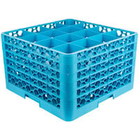 Carlisle RG16-514 OptiClean 16 Compartment Blue Glass Rack with 5 Extenders