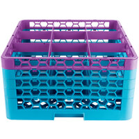 Carlisle RG9-4C414 OptiClean 9 Compartment Lavender Color-Coded Glass Rack with 4 Extenders