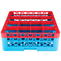 Carlisle RG16-2C410 OptiClean 16 Compartment Red Color-Coded Glass Rack with 2 Extenders