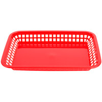 Tablecraft 1079R Mas Grande 11 3/4 inch x 8 1/2 inch x 1 1/2 inch Red Rectangular Polypropylene Fast Food Basket - 12/Pack