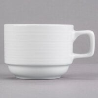 Tuxton FPF-0803 Pacifica 8 oz. Bright White Embossed Stackable China Cup - 36/Case