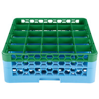 Carlisle RG25-2C413 OptiClean 25 Compartment Green Color-Coded Glass Rack with 2 Extenders
