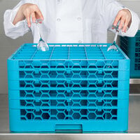 Carlisle RG36-514 OptiClean 36 Compartment Blue Glass Rack with 5 Extenders
