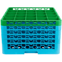 Carlisle RG25-5C413 OptiClean 25 Compartment Green Color-Coded Glass Rack with 5 Extenders