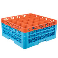 Carlisle RG25-3C412 OptiClean 25 Compartment Orange Color-Coded Glass Rack with 3 Extenders