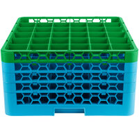 Carlisle RG36-4C413 OptiClean 36 Compartment Green Color-Coded Glass Rack with 4 Extenders
