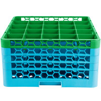 Carlisle RG25-4C413 OptiClean 25 Compartment Green Color-Coded Glass Rack with 4 Extenders