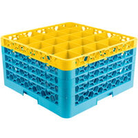 Carlisle RG25-4C411 OptiClean 25 Compartment Yellow Color-Coded Glass Rack with 4 Extenders
