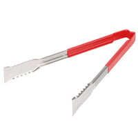 Vollrath 4791240 Jacob's Pride 12" Stainless Steel VersaGrip Tongs with Red Coated Kool Touch® Handle